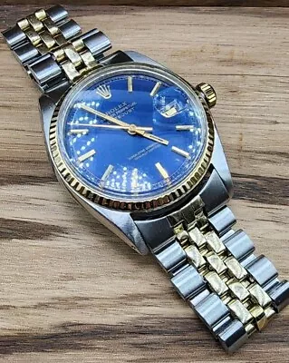 Rolex 1601 Blue Datejust 14k 2-Tone Watch Low Price  • $3799.98