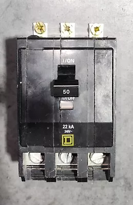 Square D QOB350VH 50 Amp  22kA 240 VAC 3 Pole Circuit Breaker • $35