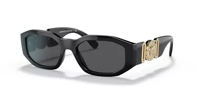 VERSACE VE4361 GB1/87 Medusa Biggie Black Gold Grey Lens Sunglasses Authentic • $169