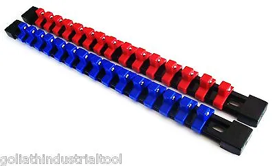 2 Goliath Industrial 3/8  Abs Mountable Red/blue Socket Rails Holders Organizer • $11.99