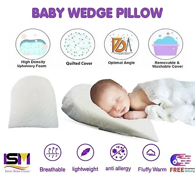 £9.95 • Buy Baby Wedge Foam Pillow Sleep Safety Pillow Anti Reflux Colic Congestion Toddler 