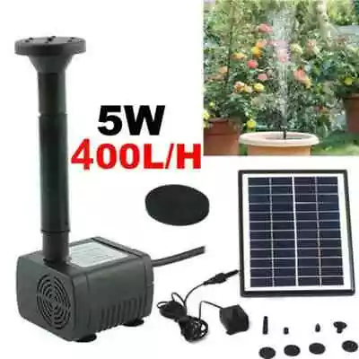 5W 400L/H Solar Panel Powered Water Pump Garden Pool Pond Fish Aquarium Fountain • £11.95