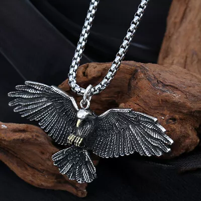 Vingae Mens Hawk Eagle Pendant Necklace Stainless Steel Amulet Biker Jewelry • $2.96