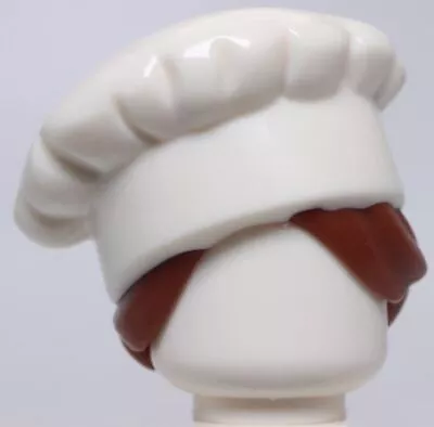 Lego White Minifig Hair Combo Hat With Chef Cooks Toque Reddish Brown Bun • $2.29