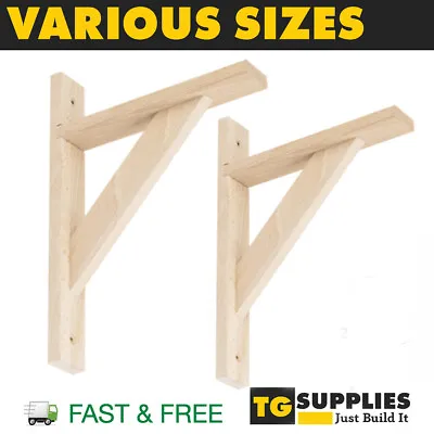 £11.49 • Buy Strengthened Timber Shelf Brackets Wooden Shelf Supports Shelf Fixings Strong