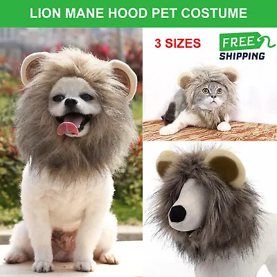 £6.45 • Buy Pet Costume Lion Mane Hood Wig Dog Cat Halloween Party Funny Hat Dress Up 3 Size