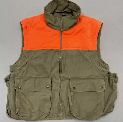 Cabelas Mens Large Upland Hunting Vest Cargo Game Pouch Pocket Tan Blaze Orange • $42.40