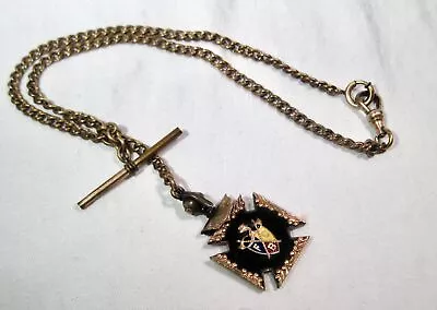 Vintage Antique G.F. Masonic Knights Template Watch FOB Chain K2047 • $79