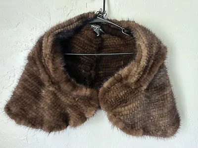 Adrienne Landau 100% Mink Brown Fur Shrug Stole Front Clasp One Size • $89