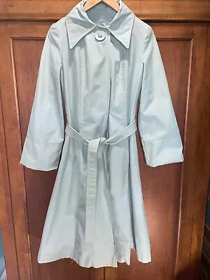 Vintage Baby Blue Teal Mid Length Trench Coat Size Small • $13.99