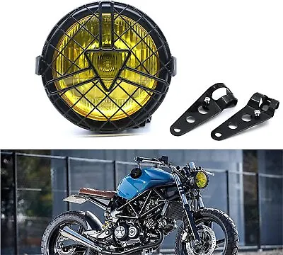6.5'' Motorcycle Headlight Halogen +Bracket For Harley Cafe Racer Bobber Chopper • $35.30