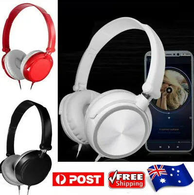 $12.89 • Buy Wired Headphones Bass HiFi Over Ear Headset Earphone Stereo Noise Cancelling AU