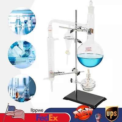 For Chemistry 1000ML Lab Glassware Kit Water Distiller Distillation Apparatus • $57.99