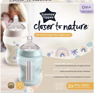 Tommee Tippee Closer To Nature Bottles 9oz. 2 Pack FREE SHIPPING!! • $14.25