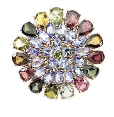 All Natural Unheated Tourmaline Tanzanite Chrome Diopside 925 Ring 8.5 • £144.77