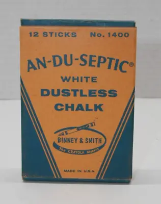 Vintage An-Du-Septic No.1400 Binney Smith White Dustless Chalk 12 Sticks Damaged • $9.99