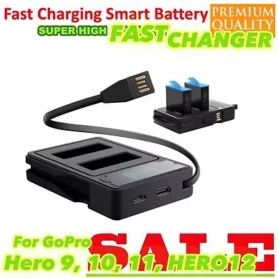 For GoPro Hero 11 10 9 Black Battery Charger Dual Port Go Pro 10 9 Gopro9 Hero9 • $32.77