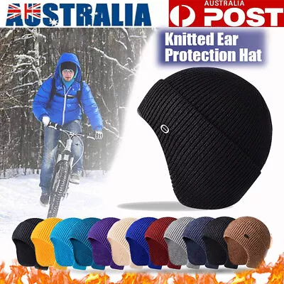 Winter Warm Mens Knitted Beanie Hat With Earflaps Russian Outdoor Ski Skull Caps • $15.69