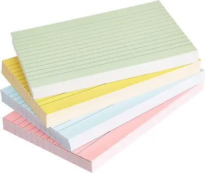 A6 Ruled Index Cards Pack Of 200 Assorted Neon Colors • £10.53