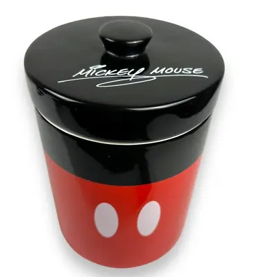 Mickey Mouse Ceramic Cookie Jar Canister With Lid Red And Black Disney Parks • $16.19