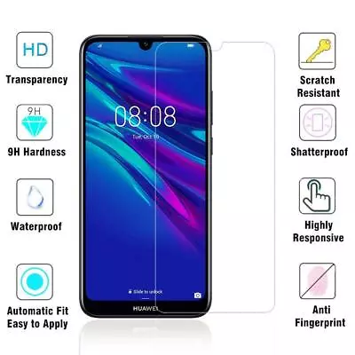 For Huawei Y6 2019 MRD-LX2 New Thin Clear 9H Tempered Glass Screen Protector • £2.75