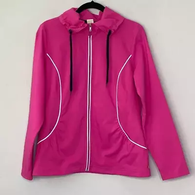 Made For Life Activewear Pink Full Zip Jacket W Drawstring Pockets Medium • $9.99