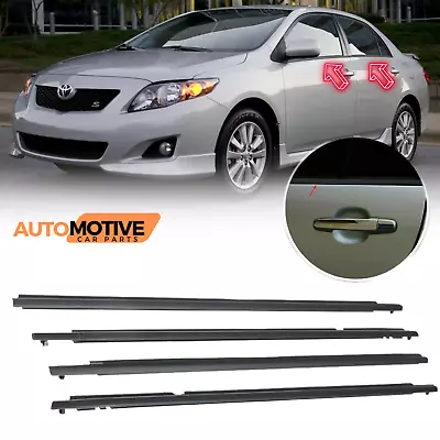 For 2009-2012 Toyota Corolla 4 Pc Weather Strips Window Moulding Trim Seal Belt • $43.94