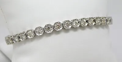 18k White Gold 35 Stone ≈5 Ctw Diamond Tennis Bracelet 6.75  B4938 • $4688