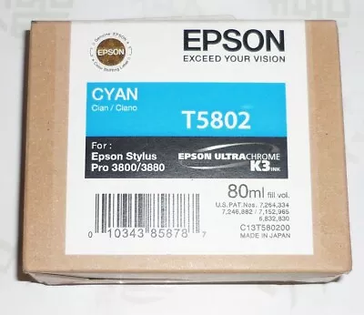 Epson T5802 For Sylus Pro 3800/3880 CYAN Ink EXPIRED 08.2014 • $39.95