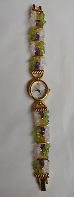 Vintage Prestige Ladies Quartz Watch With Green Purple And Clear Glass. NEW • $49