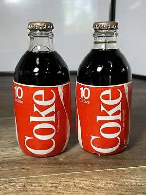 2x - RARE VTG COKE Coca-Cola Glass Bottle 10 Fl Oz Unopened Short 80s Styrofoam • $65