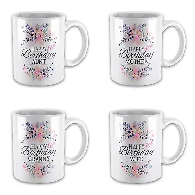 Floral Happy 80th Birthday (Relative)  ..Novelty Gift Mug • £7.99