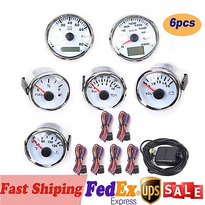 6 Gauge Kit GPS Speedometer Waterproof Fit Truck Car Marine Boat Yacht Universal • $128.25