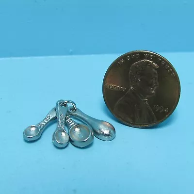 Dollhouse Miniature Metal Measuring Spoons On Ring ~ IM65616 • $5.39