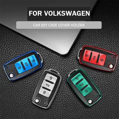 TPU+Leather Car Key Case Holder For VW POLO BEETLE PASSAT TIGUAN MK5 CC GOLF GTI • $20.99