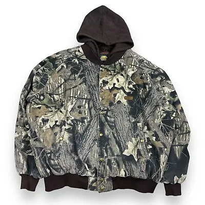 Cabelas Camo Jacket Mens XL Quilt Lined Hoodie Mossy Oak Break Up Hunting  READ • $27.99
