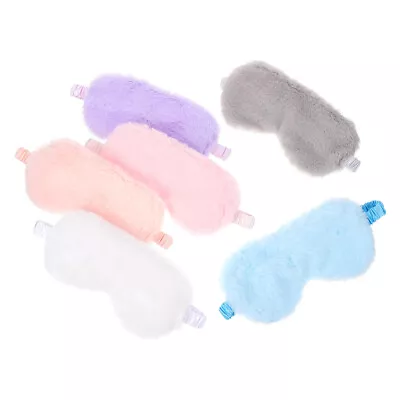  6 Pcs Faux Rabbit Fur Blackout Sleeping Travel Satin Mask Eye For • £14.88