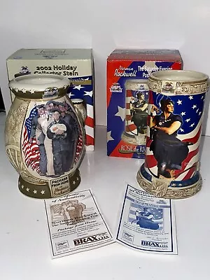 Miller Beer Steins Norman Rockwell Package From Home & Rosie The Riveter W/ COA • $12.99