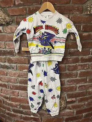 $50 • Buy Vintage 90s Power Rangers Kids Pajamas Set AOP DBL Sided