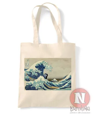 Great Wave Off Kanagawa Tardis Tote Bag Shopping 100% Dr Cotton Who Whovian • £7.49