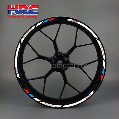 HRC Reflective Motorcycle Wheel Decals Rim Stripes Stickers For Honda Racing • £29.88