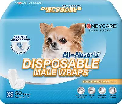 Waist Disposable Dog Diapers Male Wraps Belly Bands Pet Soft(XS Size) 50 Pack-US • $23.11