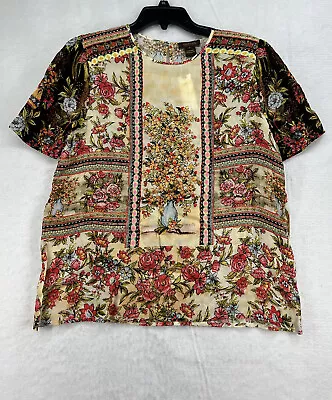 Anthropologie Vineet Bahl Blouse Size Small Printed Short Sleeve Floral Blouse  • $69.99