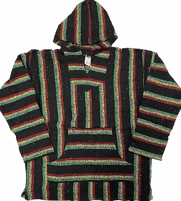 Mexican Hooded Baja Surfer Drug Rug Rasta Pullover Hoodies Sizes Small To XL • $19.99