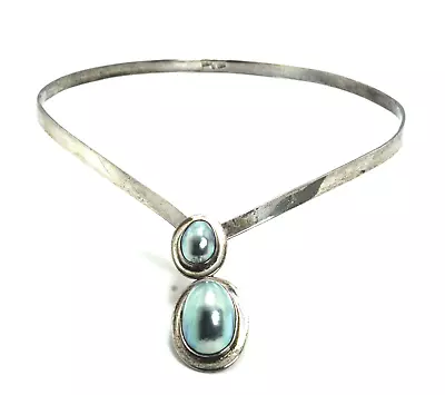 TURE Modernist Sterling Silver & Gray Mabe Pearl Collar Necklace • $300