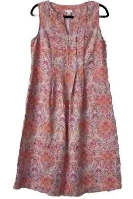 J Jill Love Linen Floral Paisley Print Sleeveless Shift Dress Size Medium • $27