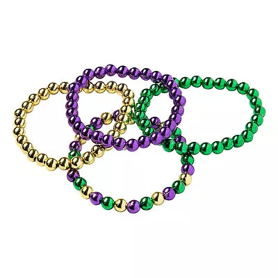 Mardi Gras Beaded Bracelets Mardi Gras Jewelry 24 Pieces • $25.64