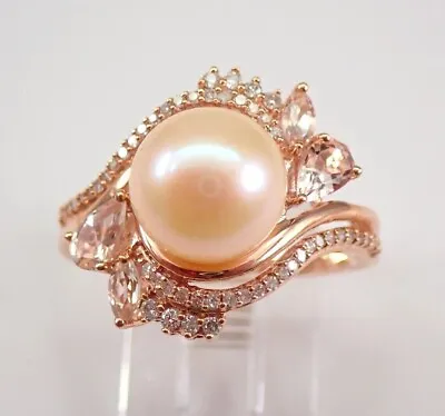 Vintage Engagement Ring Genuine Pearl 3Ct Round Cut 14K Rose Gold Plated Silver • $139.99