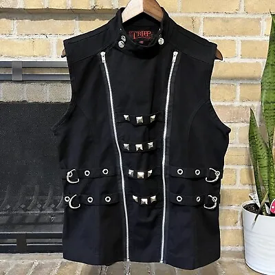 Tripp Mens Black Double Zipper Goth Vest Size Medium • $35