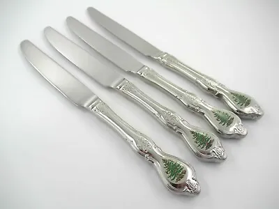 4 Dinner Knives Spode Christmas Tree Stainless Flatware Off White Insert Wallace • $99